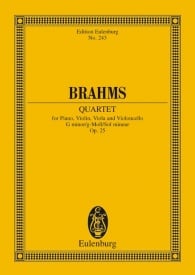 Brahms: Piano Quartet G minor Opus 25 (Study Score) published by Eulenburg